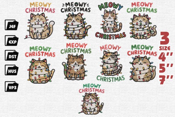 Review: 9 Cute Cat Christmas Embroidery Set