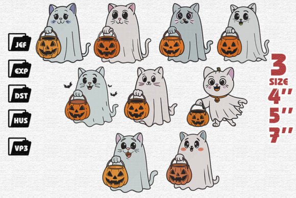 Review: Set of 9 Cute Cat Ghost Embroidery