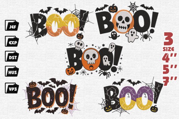 Reviewing Set of 5 Boo Embroidery for Boutique Apparel