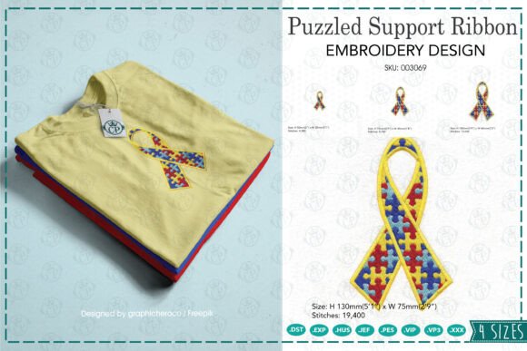 Reviewing the Puzzled Support Ribbon Embroidery Design